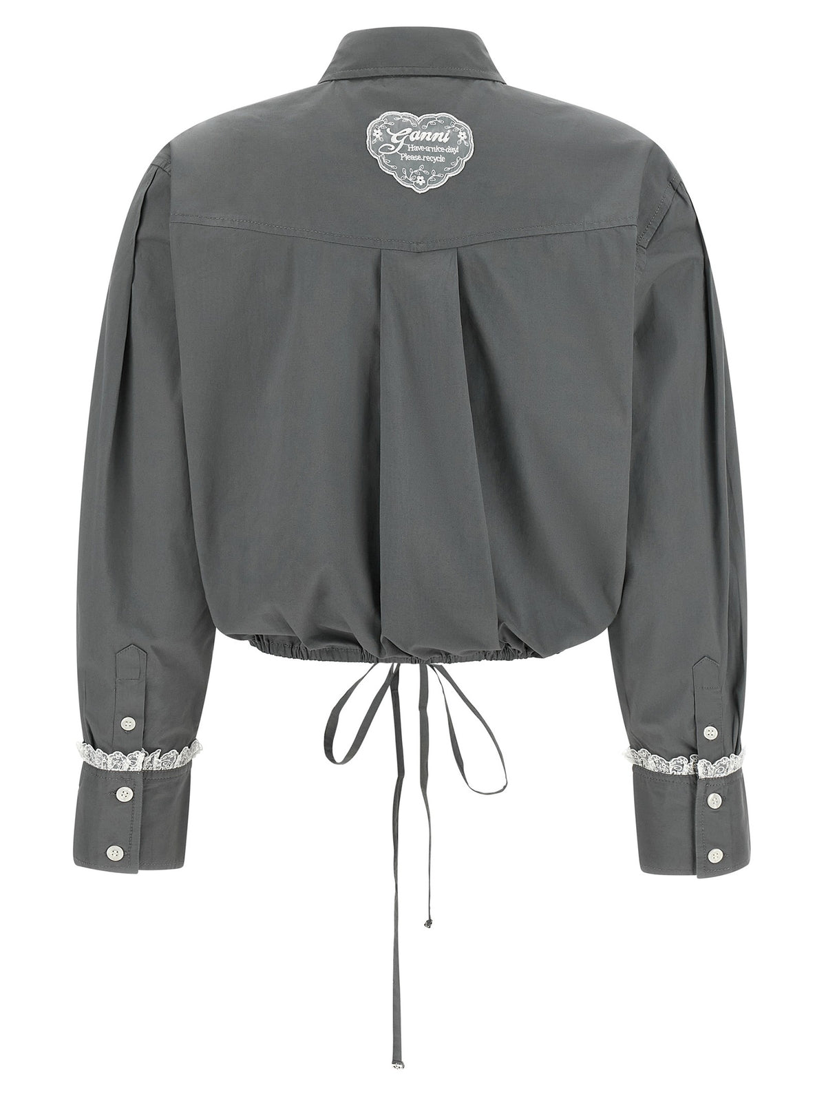 Ganni Cropped Shirt Grey