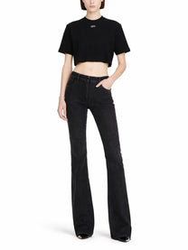Off-White Women's Cropped Shirt Black
