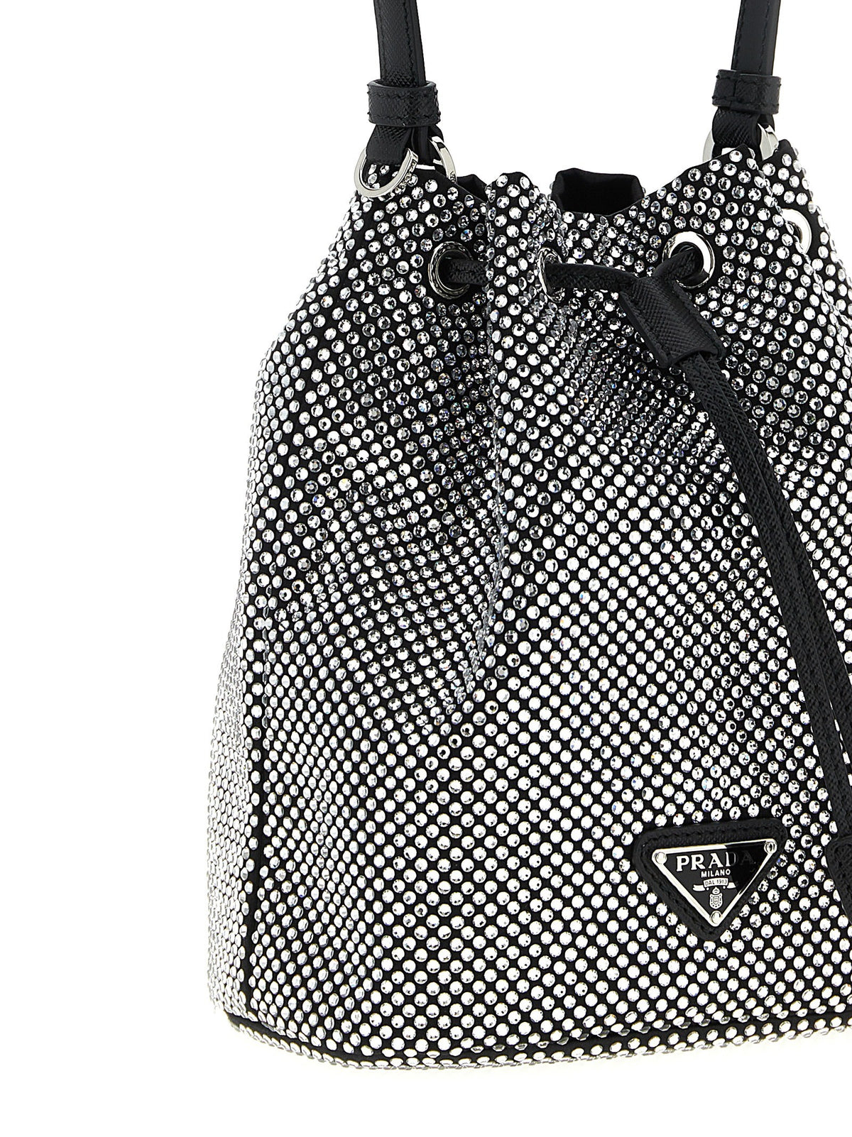 PRADA Crystal Bucket Bag Grey