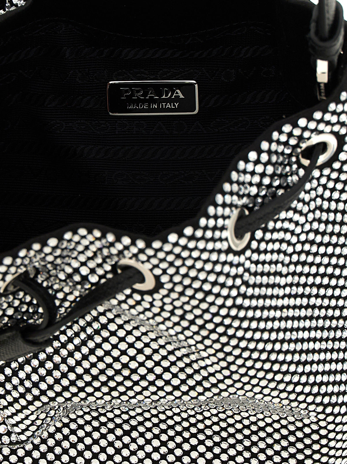 PRADA Crystal Bucket Bag Grey