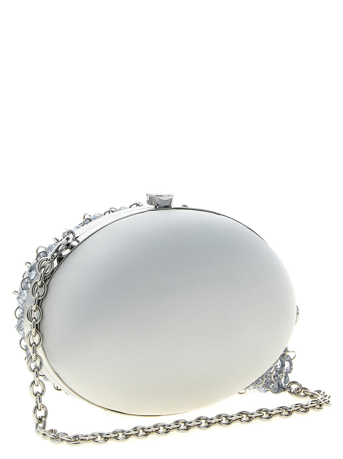 self-portrait Crystal Chain Clutch Grey