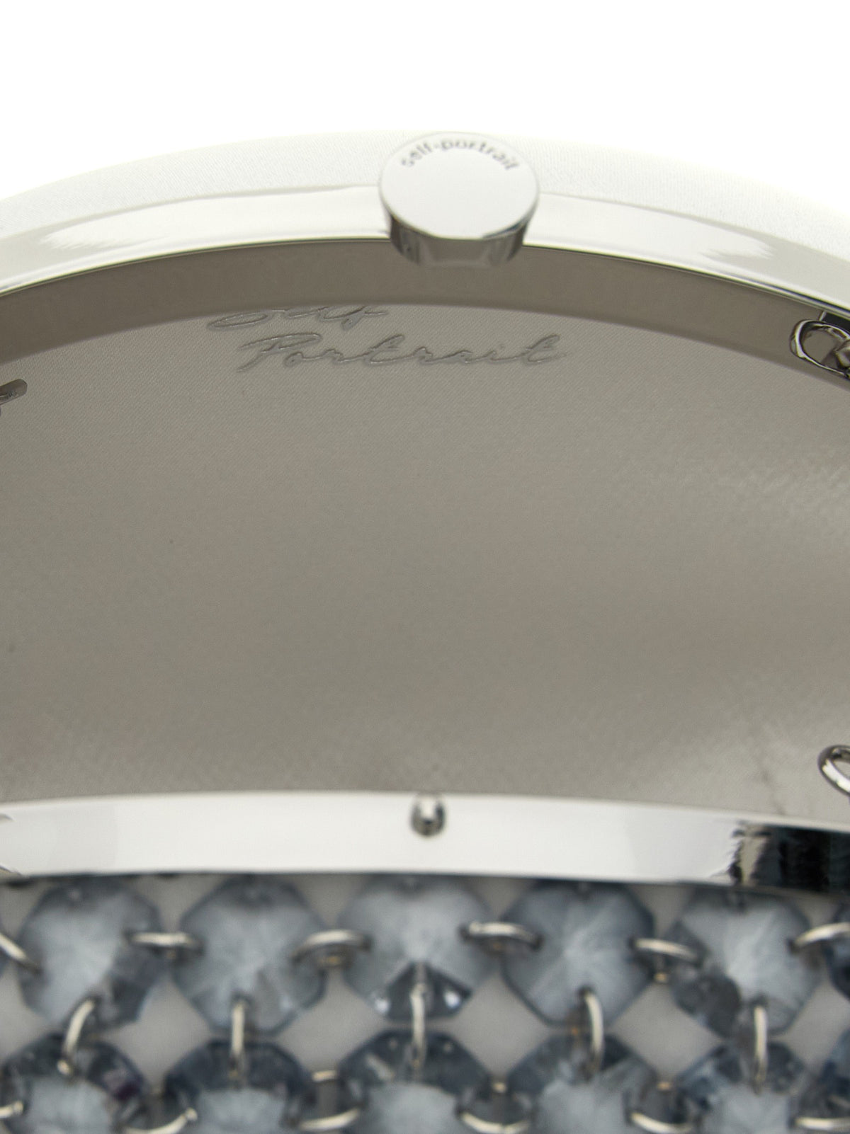 self-portrait Crystal Chain Clutch Grey