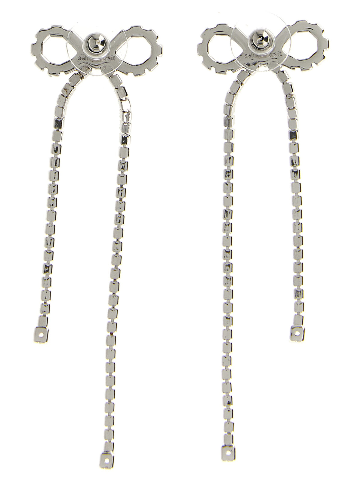 self-portrait Crystal Droplet Bow Earrings Silver