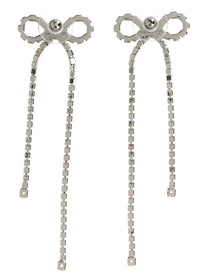 self-portrait Crystal Droplet Bow Earrings Silver