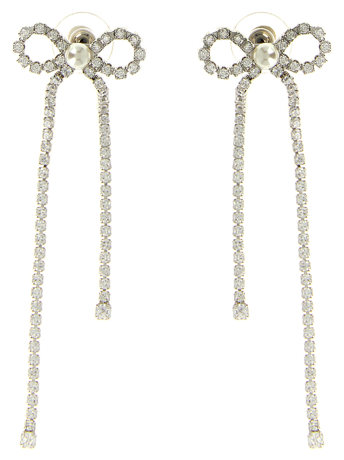 self-portrait Crystal Droplet Bow Earrings Silver