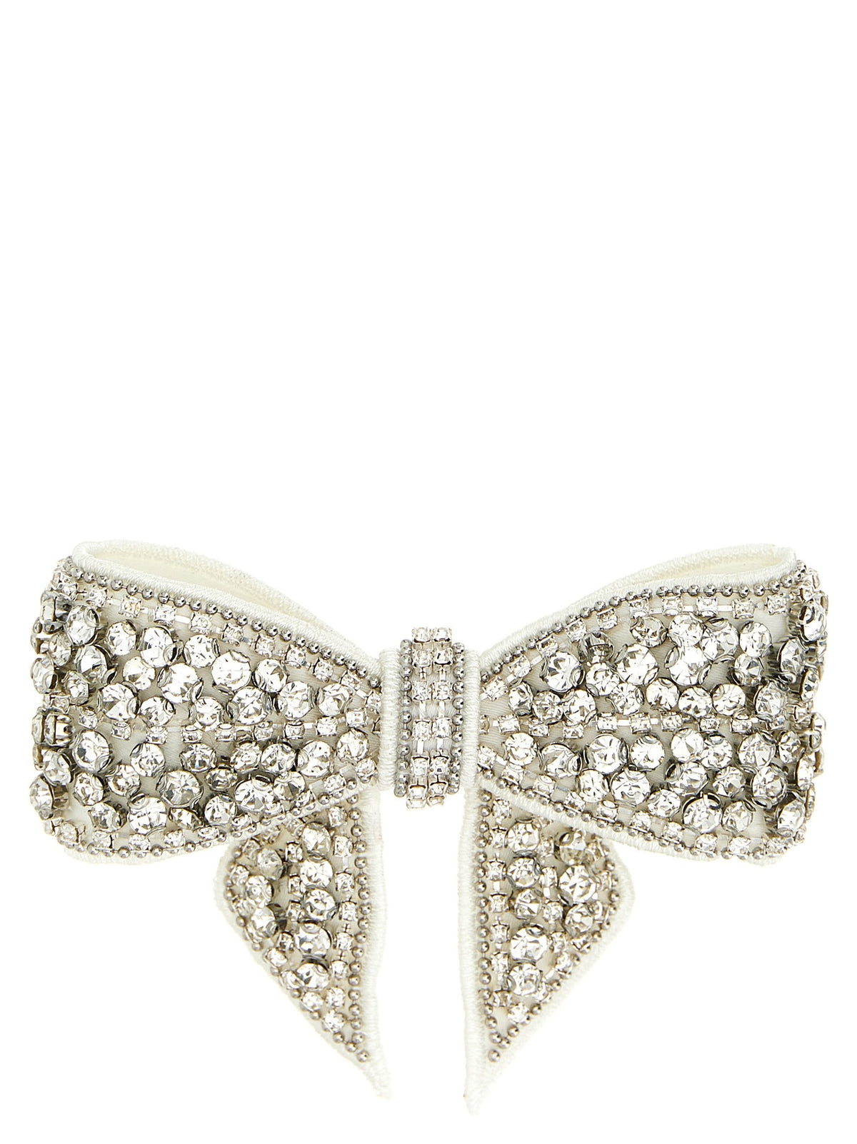 self-portrait Crystal Embellished Bow Hair Clip White
