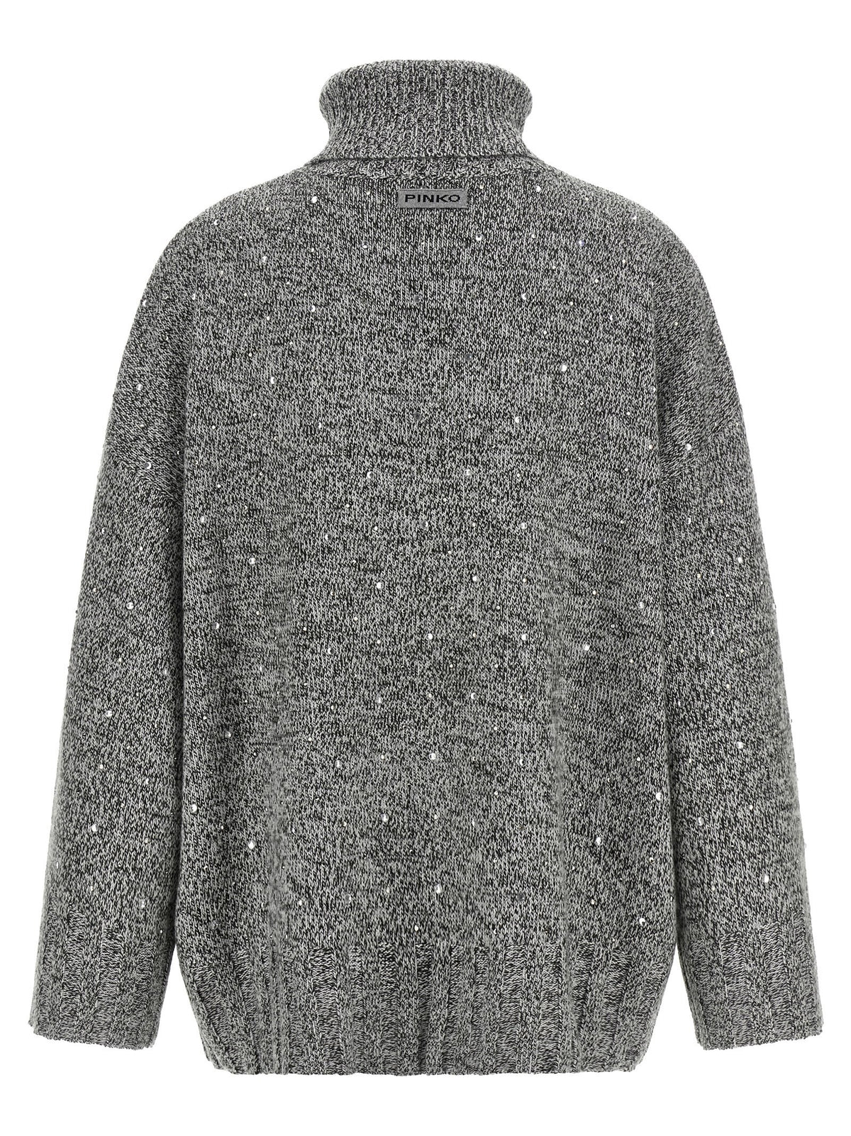 Pinko Crystal Turtleneck Sweater Grey