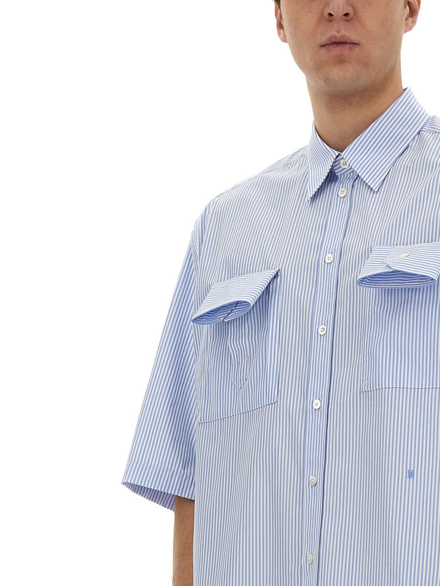Moschino Men's Cuff Details Shirt Blue
