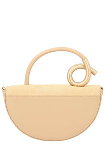 Beige half-moon Cult Gaia Azariah women’s handbag with gold-toned twisted handle ideal for stylish outings