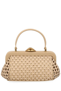 Cult gaia women’s borsa zuma mini beige woven handbag with gold-tone clasp and handle for stylish carry