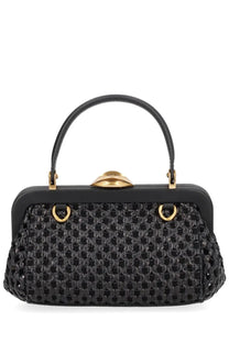 Cult gaia womens borsa zuma mini black woven leather handbag with gold-tone hardware and clasp