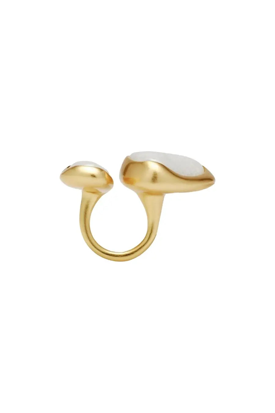 Cult gaia womens cleo ring white gold toned with two asymmetrical mushroom shaped settings holding smooth white stones
