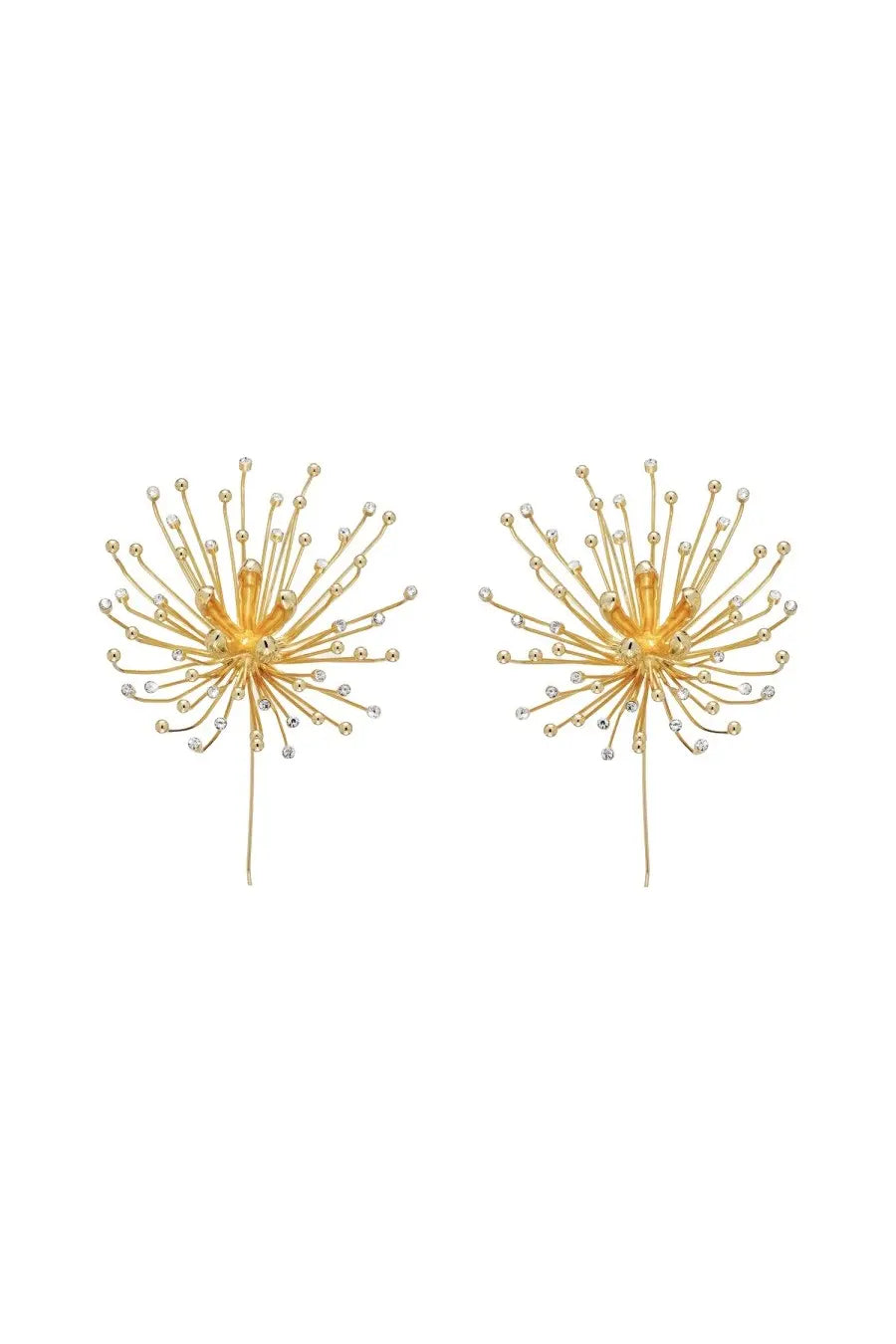 Cult gaia women’s damita threader earrings gold-toned dandelion shape with delicate wire stems and clear crystals