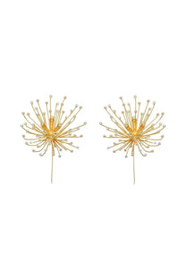 Cult gaia women’s damita threader earrings gold-toned dandelion shape with delicate wire stems and clear crystals