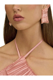 Cult gaia women’s earrings alaya blue pink rectangular earrings with floral pattern and sheer fabric finish