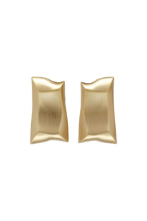 Cult Gaia women’s earrings Alaya gold rectangular gold-toned with wavy sculptural design and brushed metallic finish