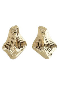Cult gaia women’s gold-toned sculptural earrings with textured wave-like design in a relic gold finish