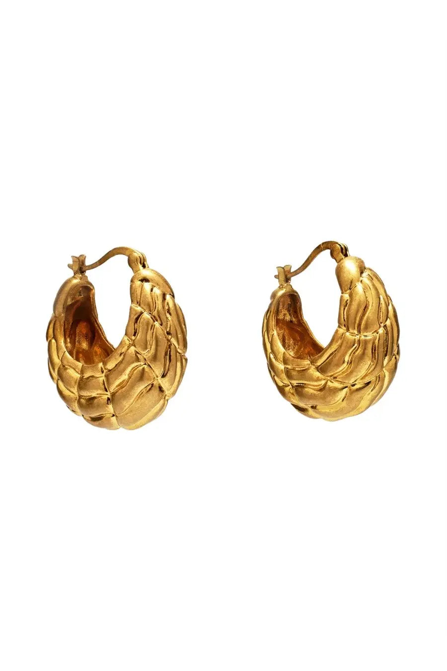 Cult gaia women’s flour earrings gold-toned hoops with textured woven braided leather design