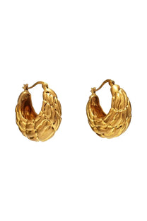 Cult gaia women’s flour earrings gold-toned hoops with textured woven braided leather design