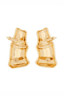 Cult Gaia women’s little girl gold bamboo-shaped stud earrings with a glossy polished metallic finish