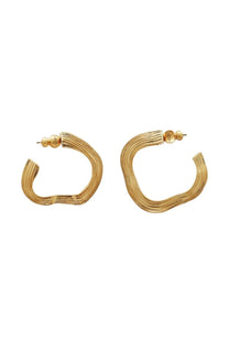 Cult gaia women’s palais earrings gold-toned hoop earrings with textured layered design and small spherical beads at post