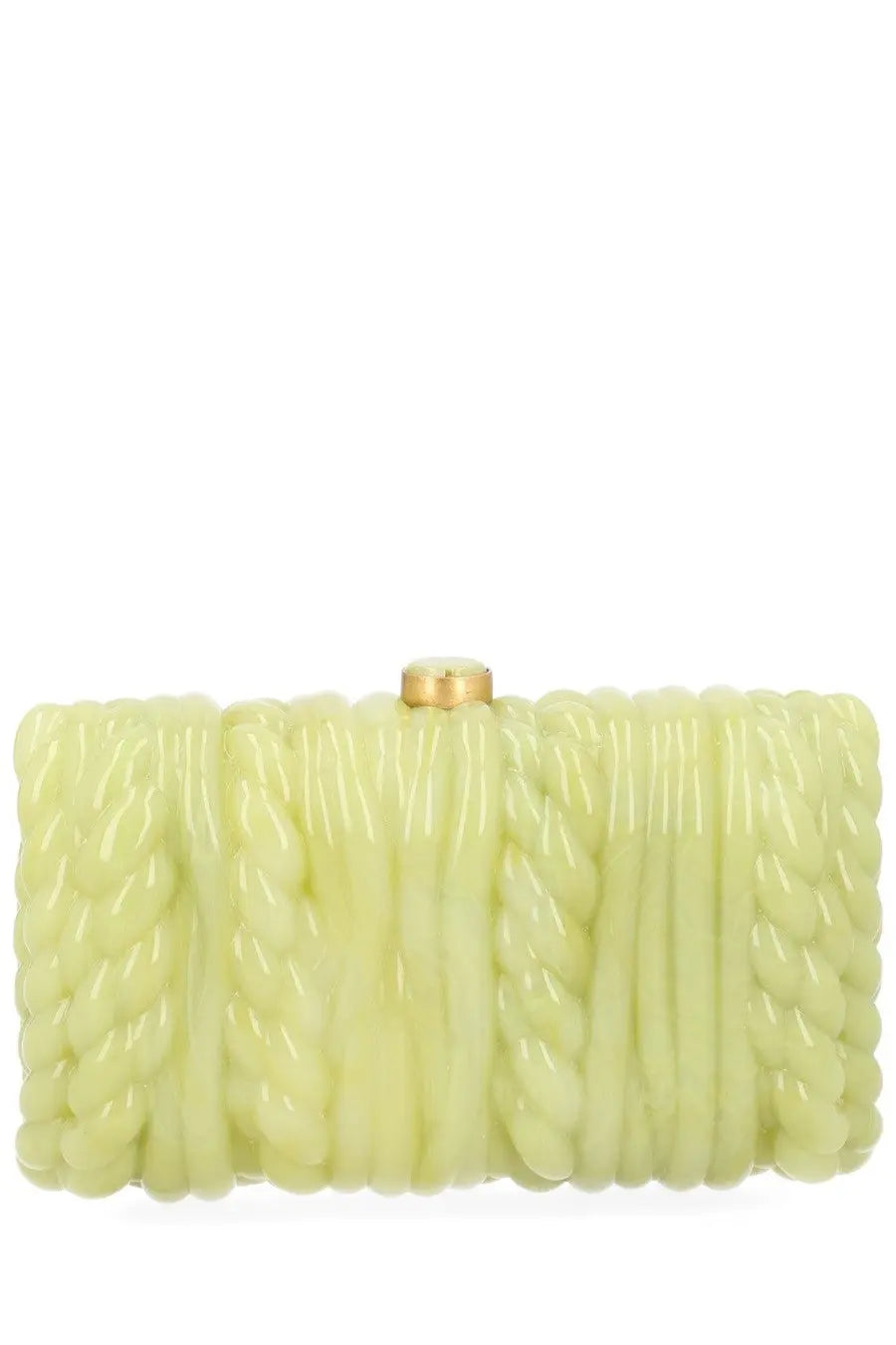Cult Gaia women’s pochette Helene green lime green knitted texture clutch with gold-tone clasp