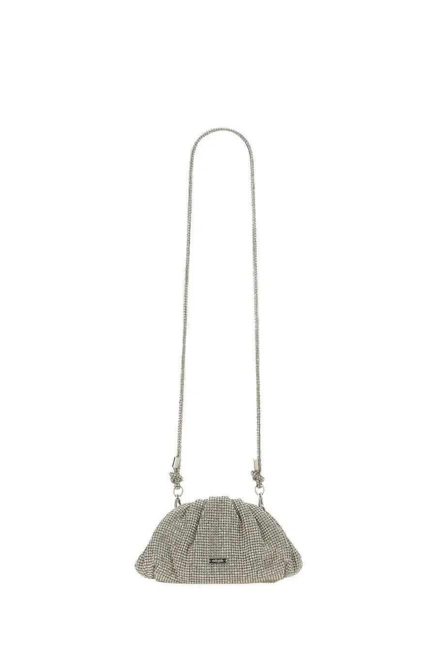 Cult gaia women’s shoulder bag jaala dwarf silver featuring a silver mesh clutch with chain strap and subtle pleating