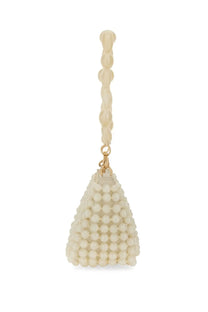 Cult Gaia women’s shoulder bag mercier white cream-colored beaded mini bag with twisted bead handle and gold-tone hardware