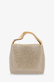 Cult gaia women’s solene mini handbag beige gold-toned mesh with sleek modern handle elegant and stylish accessory