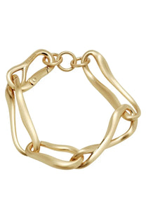 Cult Gaia womens true bracelet gold is a gold-toned chunky chain-link bracelet with a sleek modern design and secure clasp