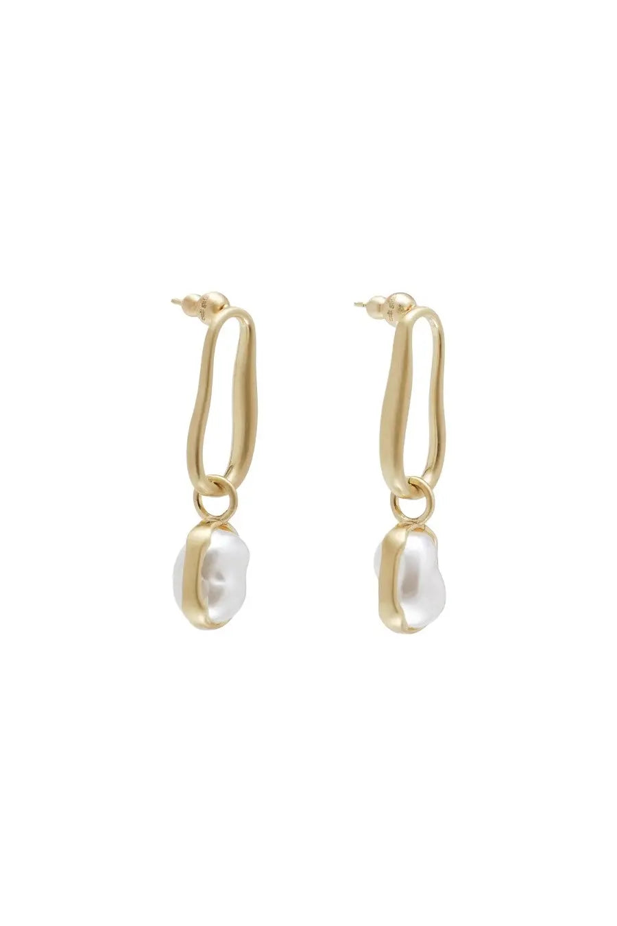 Cult gaia women’s true earrings gold are gold-toned hoops with dangling irregular white pearls for elegant wear