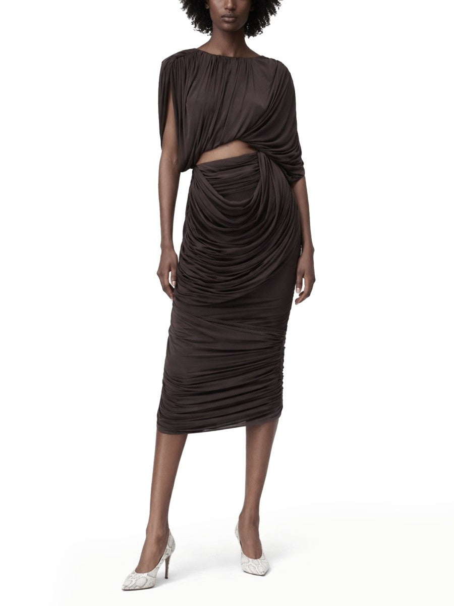 Magda Butrym Women's Cupro Midi Skirt Brown