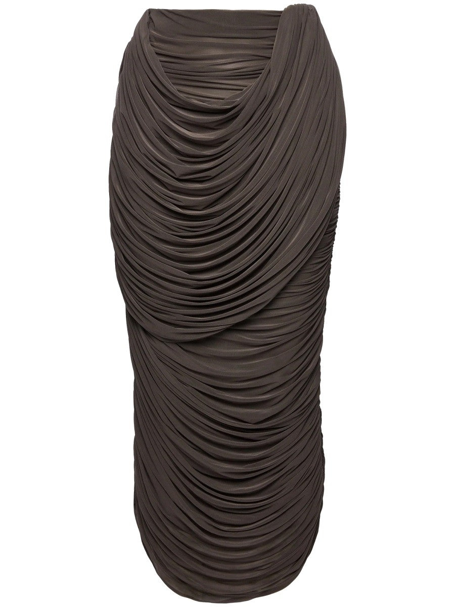 Magda Butrym Women's Cupro Midi Skirt Brown