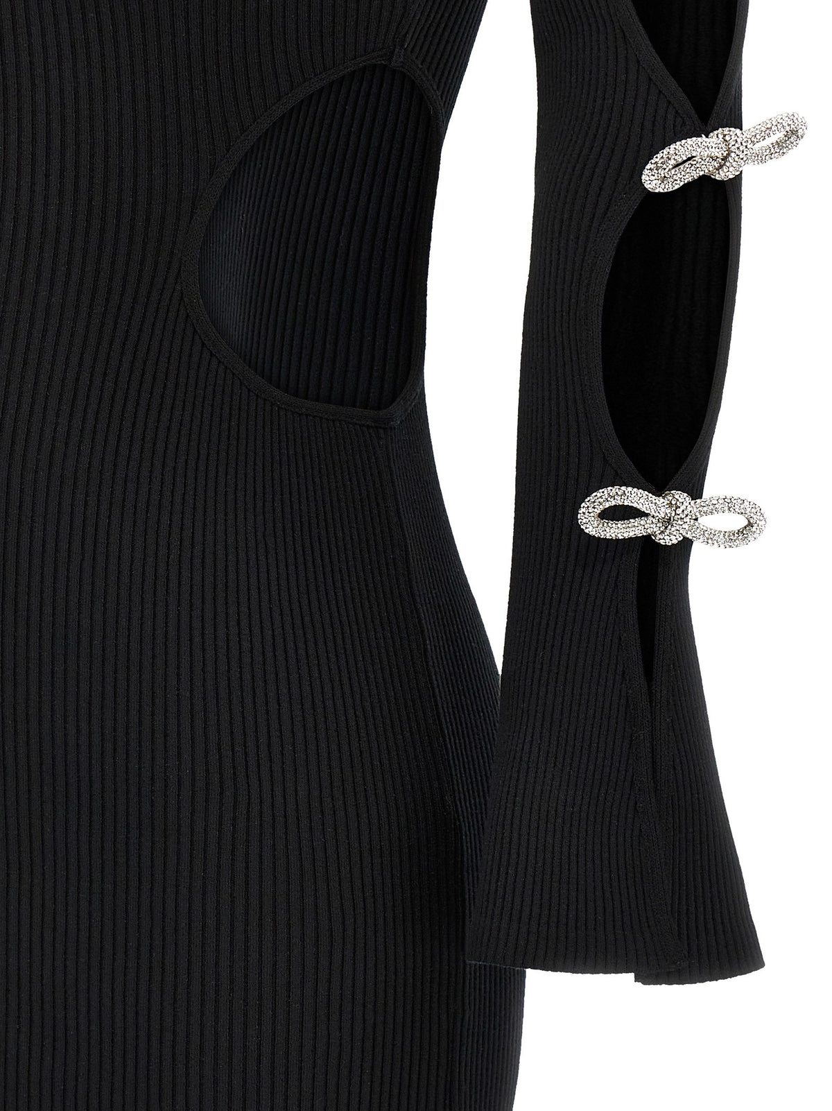 MACH &amp; MACH Cut Out Crystal Bow Dress Black