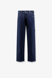 Dark indigo denim straight-leg jeans with frayed hems from darkpark mens john jeans brown collection