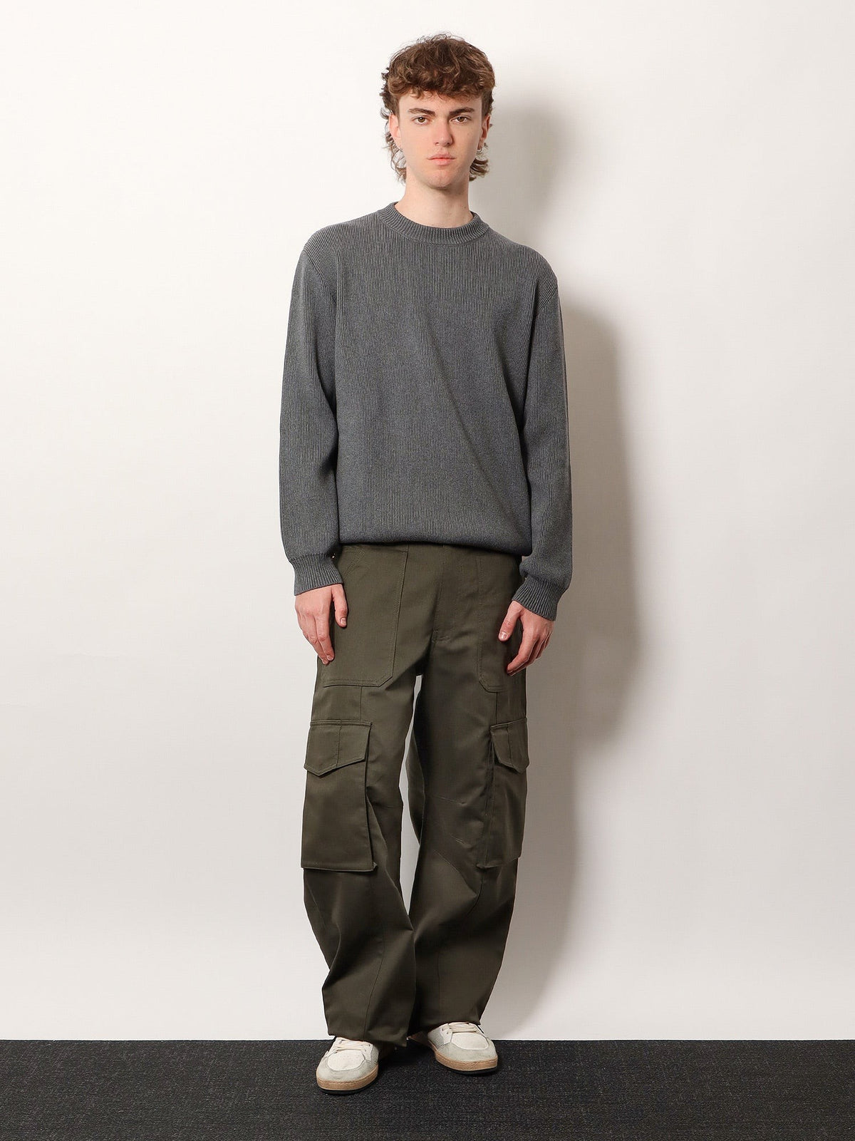 Golden Goose Men's Davis Ribbed Cotton Sweater Grey