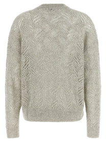 Brunello Cucinelli Dazzling Abstract Leaf Sweater Grey