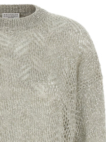 Brunello Cucinelli Dazzling Abstract Leaf Sweater Grey