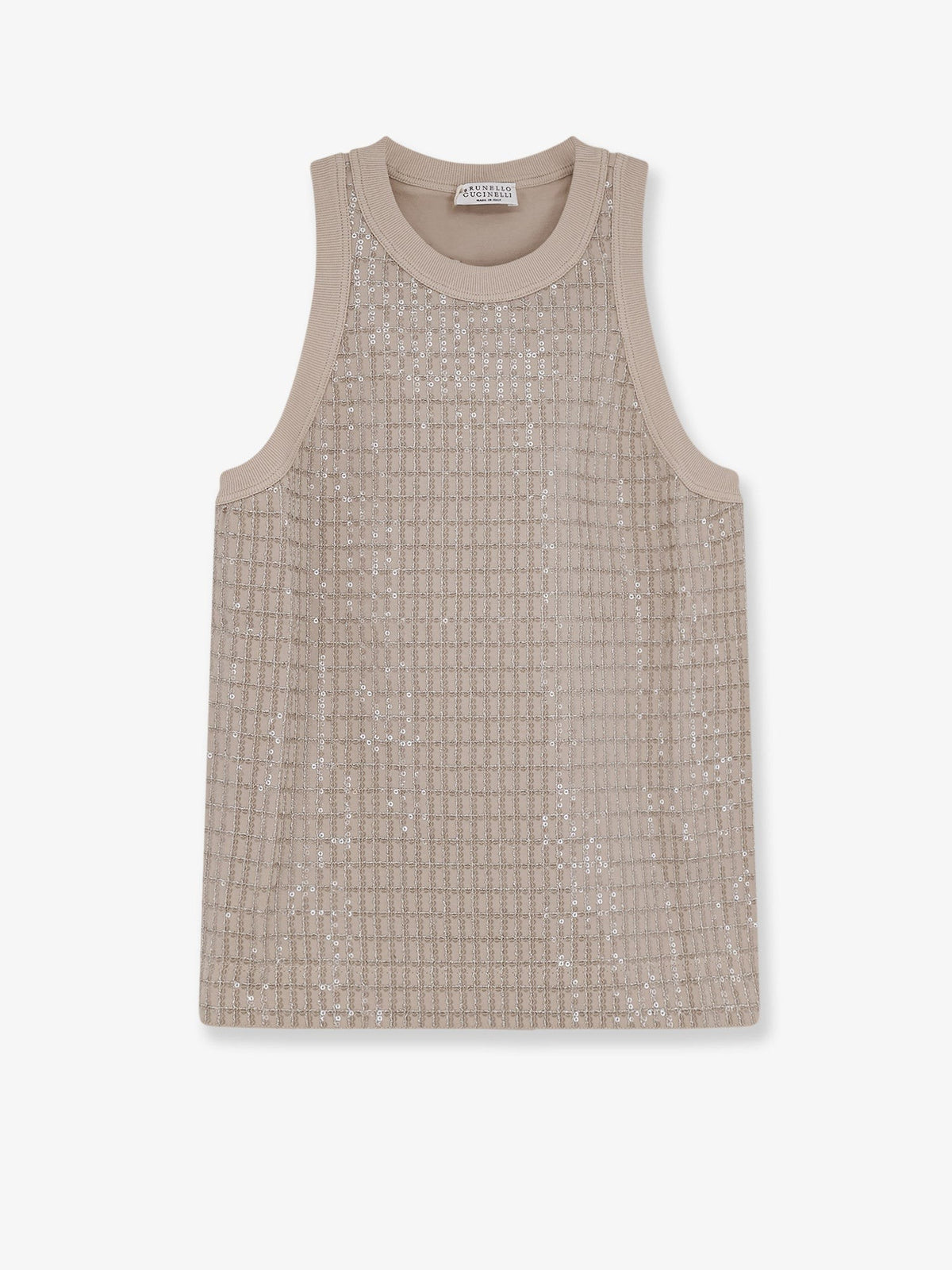 Brunello Cucinelli Women's Dazzling Pattern Jersey Tank Top White