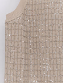 Brunello Cucinelli Women's Dazzling Check Embroidery Top Beige