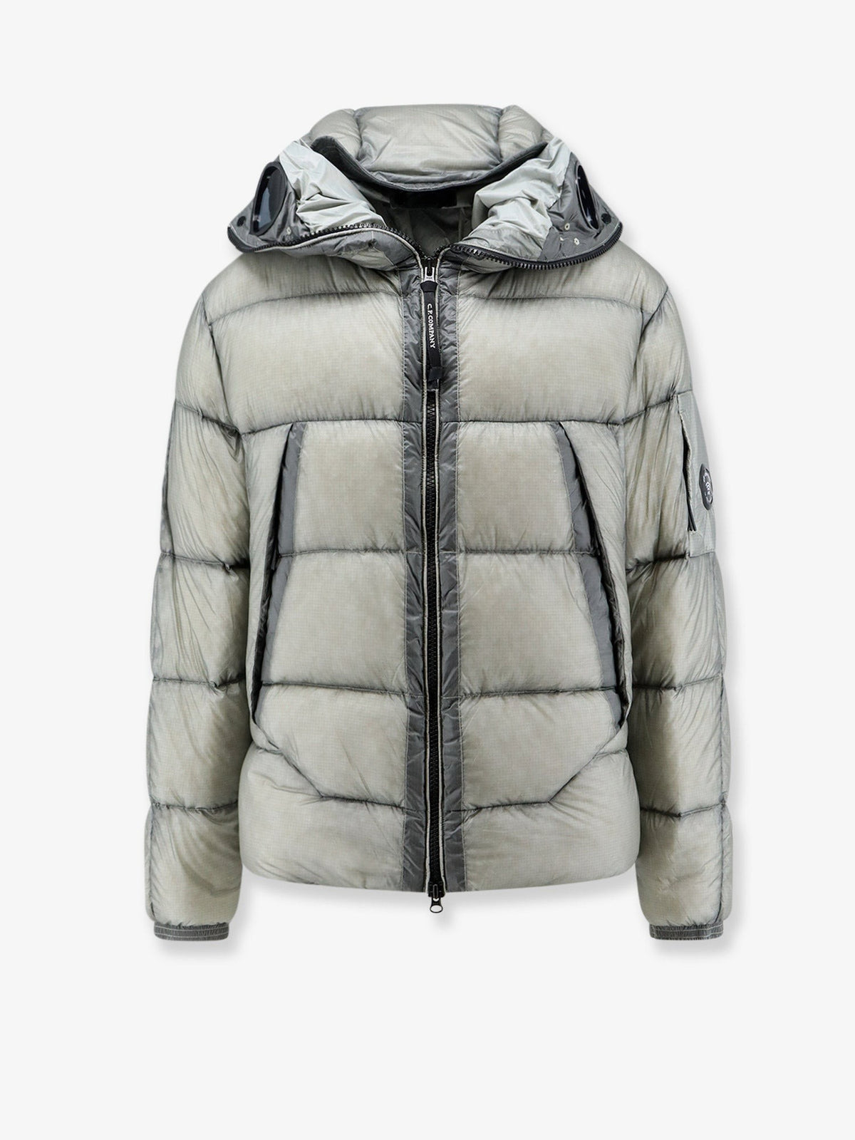 C.P. Company Men's DD Shell Explorer Lens Denier Matte Micro Ripstop Nylon Down Jacket Grey