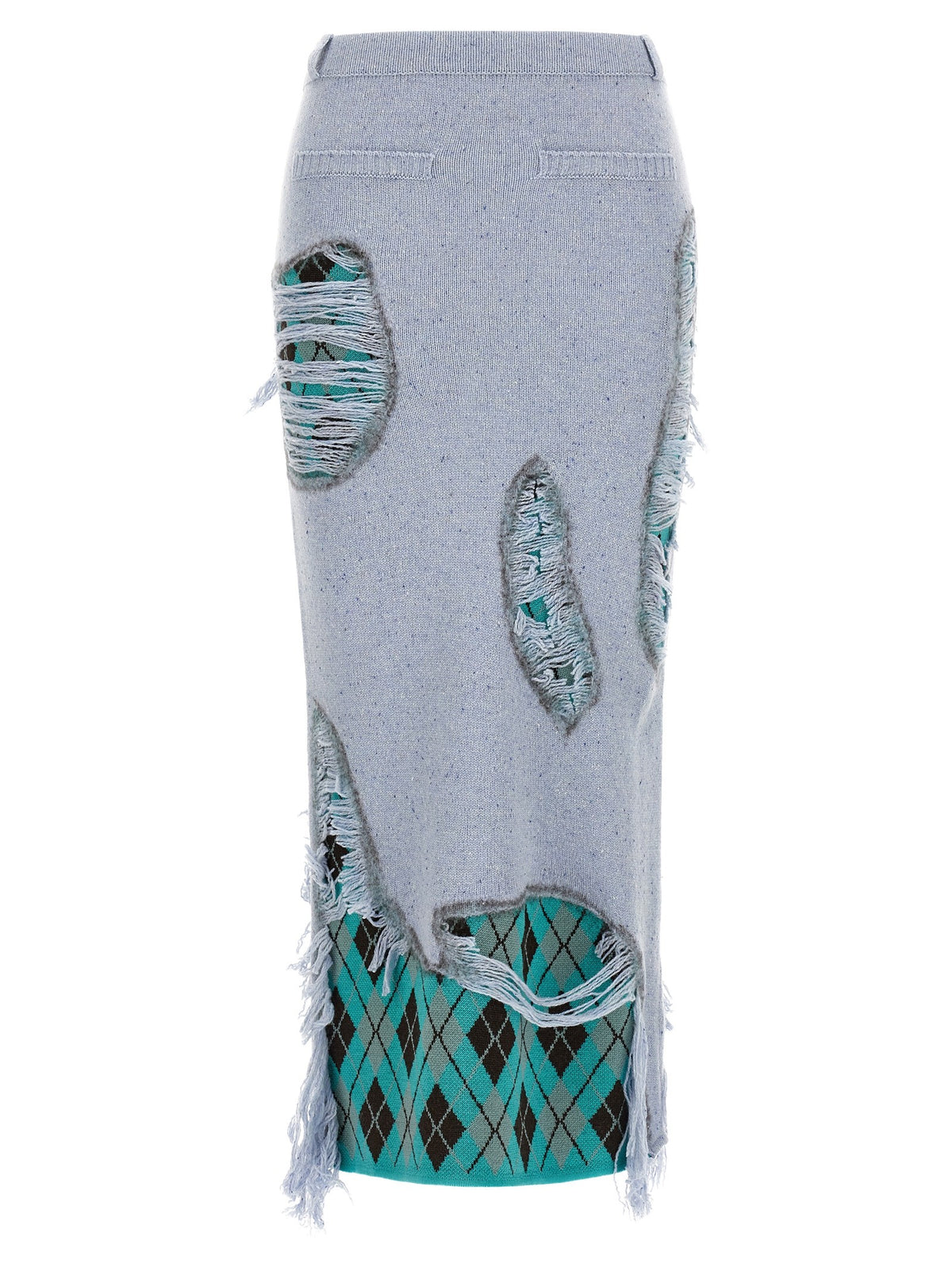 Moschino Deconstructed Argyle Skirt Blue