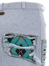 Moschino Deconstructed Argyle Skirt Blue