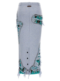 Moschino Deconstructed Argyle Skirt Blue