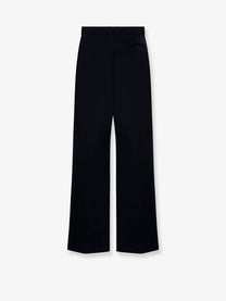 Black high-waisted wide-leg wool trousers with a sleek straight-cut silhouette from The Row women’s dender collection