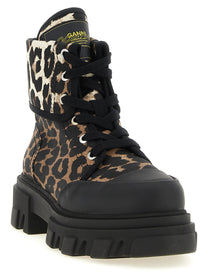 Ganni Denim Ankle Boots Gold