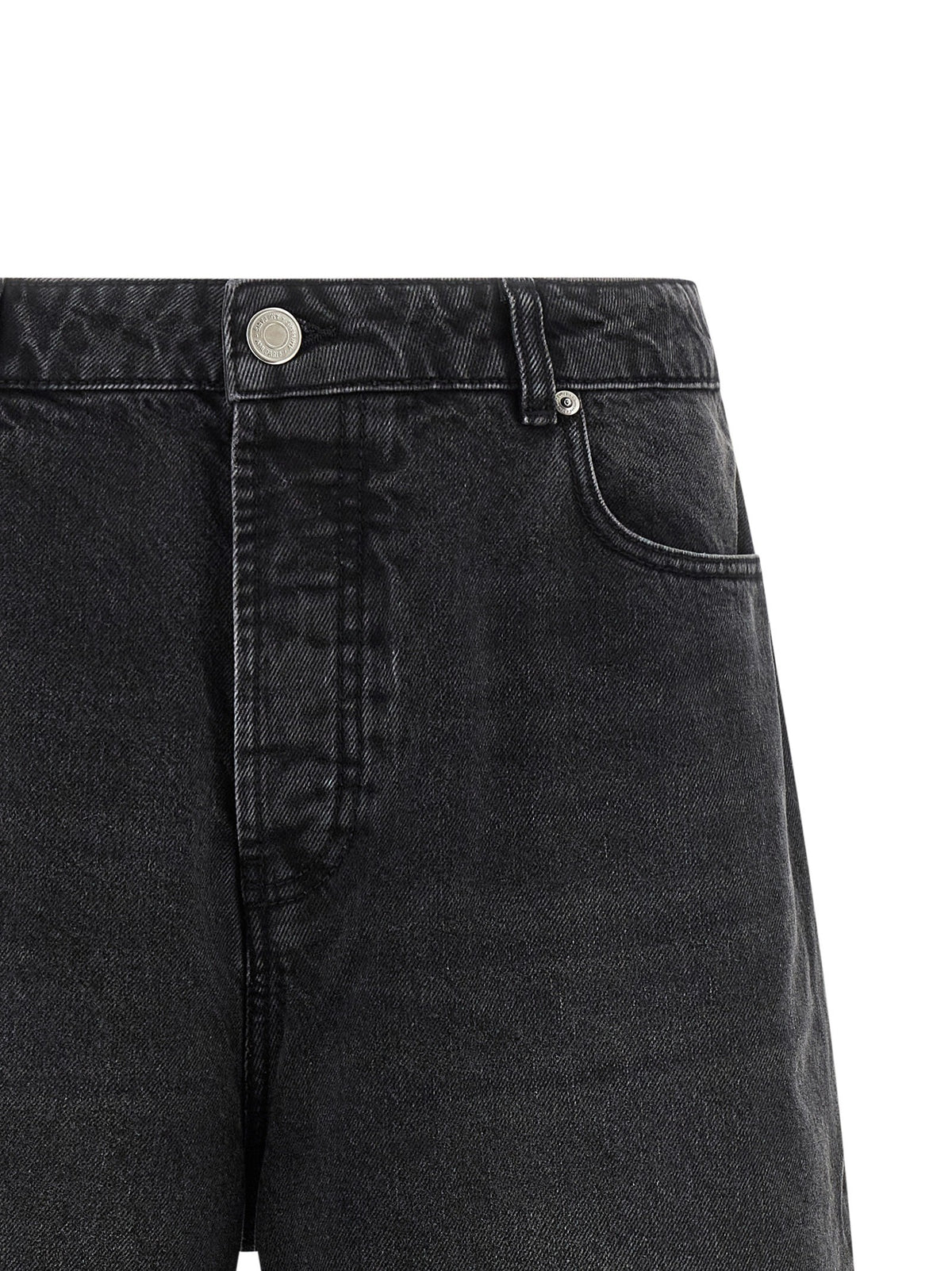 Ami Paris Denim Bermuda Shorts Black
