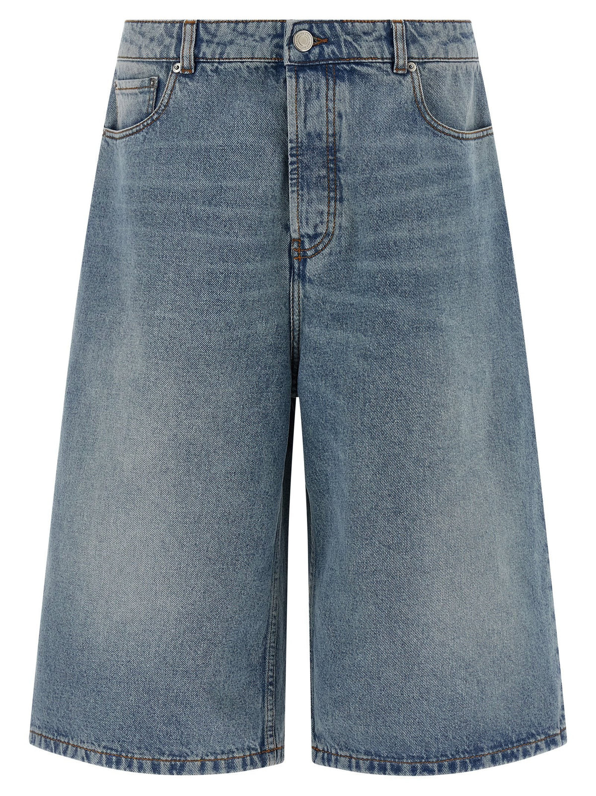 Ami Paris Denim Bermuda Shorts Blue