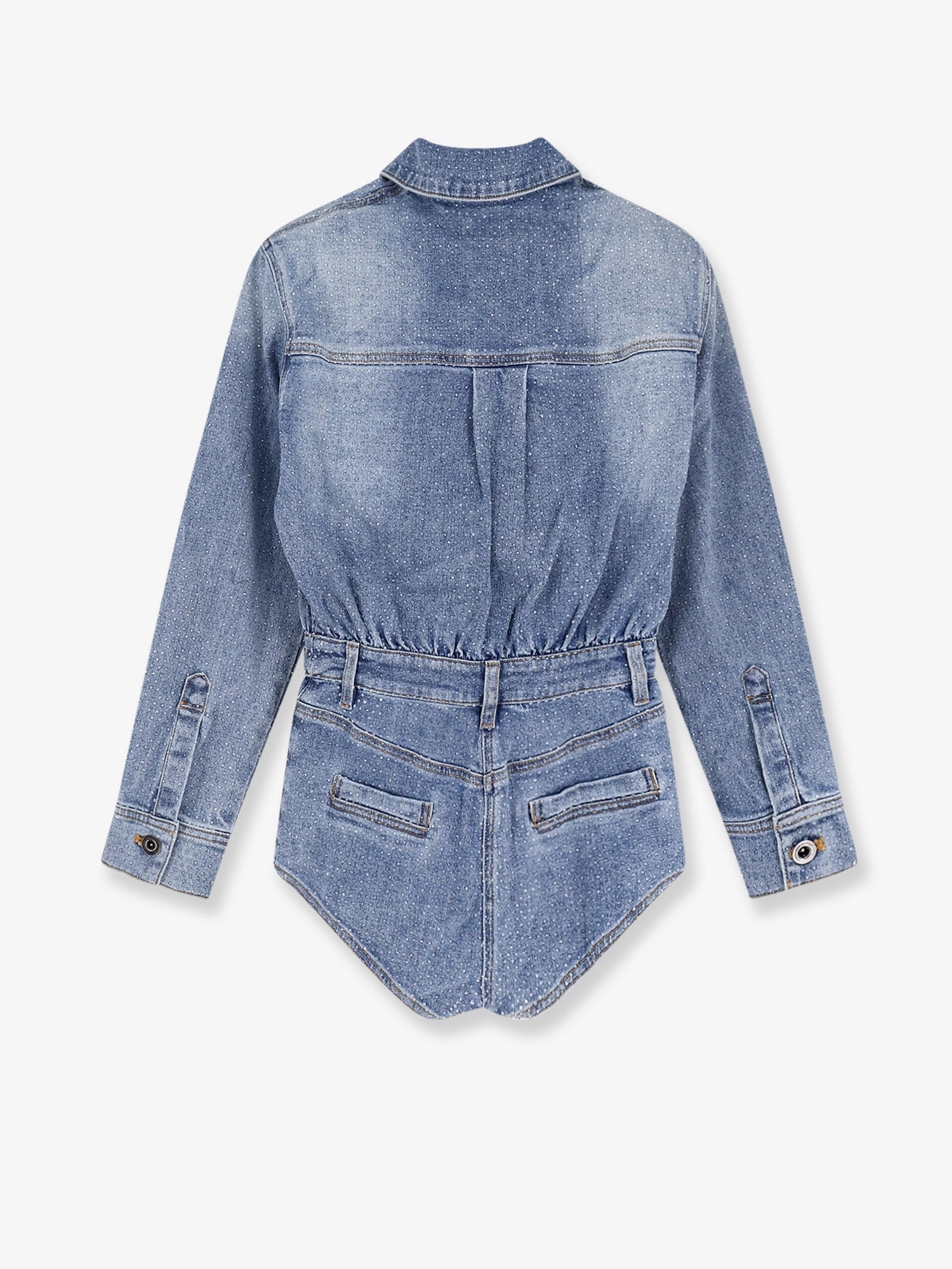 self-portrait Women's Rhinestone Denim Jumpsuit Blue