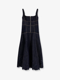 self-portrait Women's Denim Midi Dress Blue